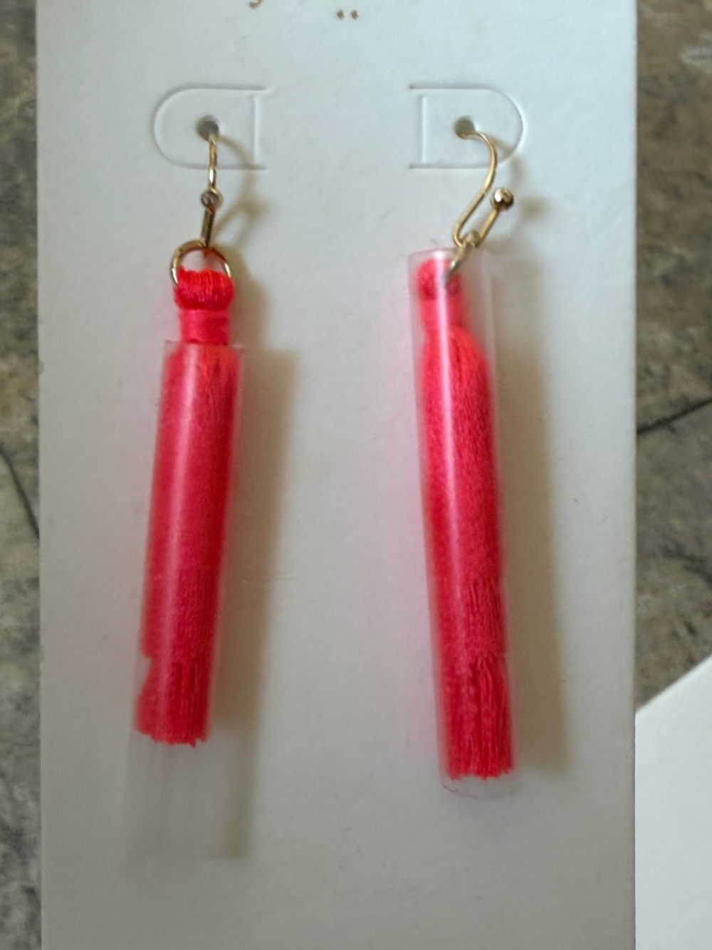 J. Crew Bright Pink/Coral Tassel Drop Earrings